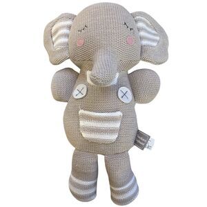 Living Textiles Theodore Elephant Grey Knitted Toy Rattle